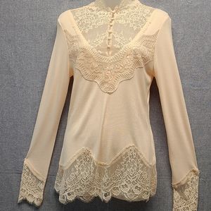 Venus Button Up,Ribbed,Lacy LS Top (Medium)VGUC